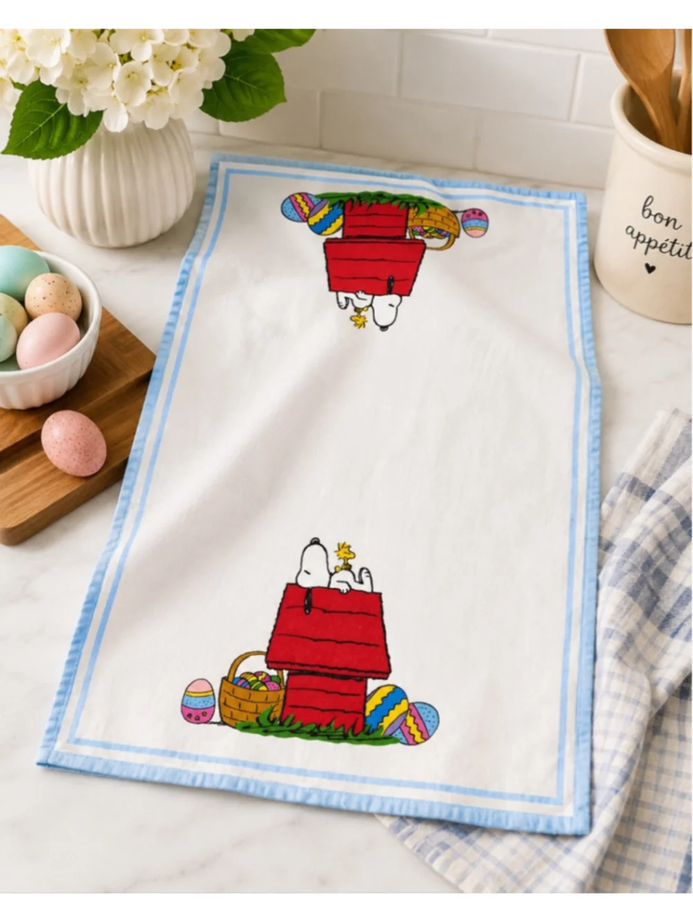 Williams Sonoma Snoopy & Woodstock Easter Kitchen Towel